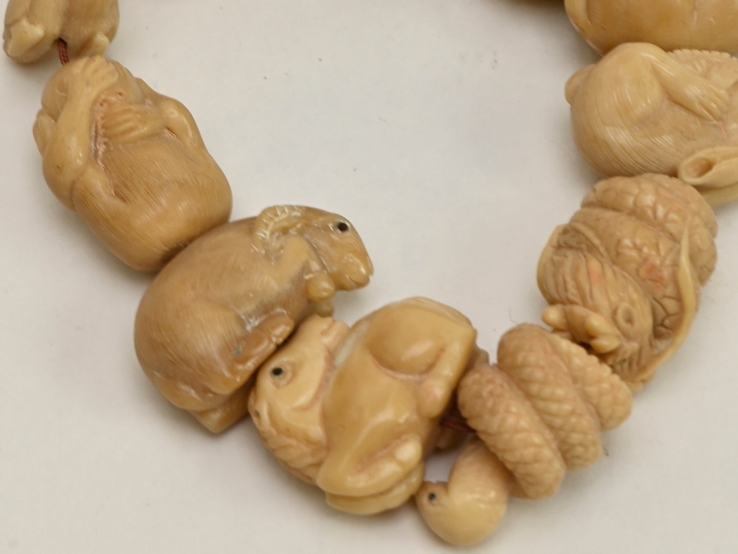 Chinese Zodiac Animals Carved Tagua Nut Beads BTA103Z