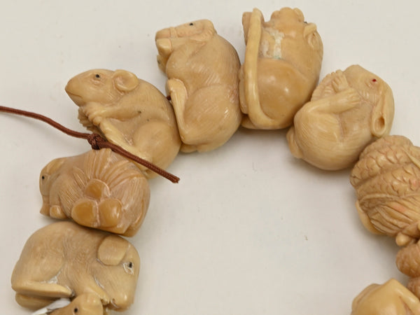 Chinese Zodiac Animals Carved Tagua Nut Beads BTA103Z