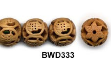 Yellow Willow Wood Buddha Word Bead BWD333