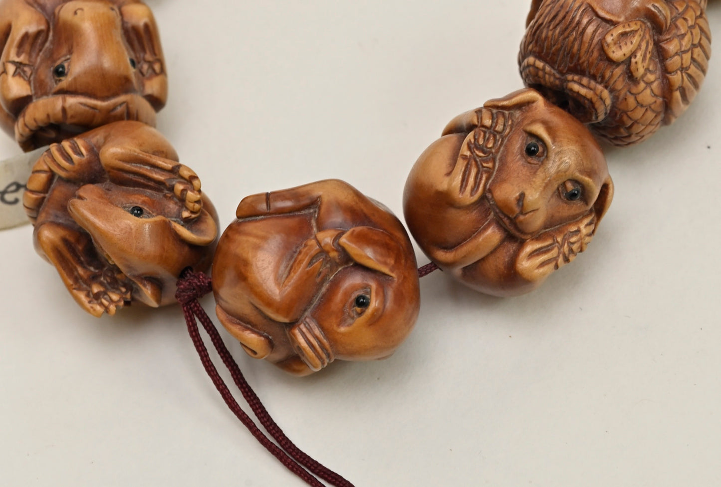 Chinese Zodiac Carved Box Wood Round Beads Set BWH01Z