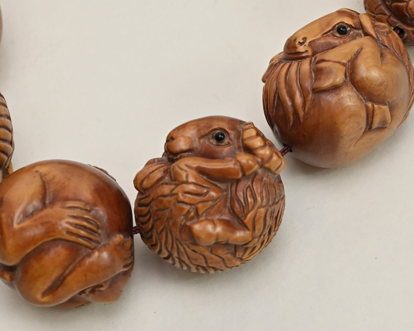 Chinese Zodiac Carved Box Wood Round Beads Set BWH01Z