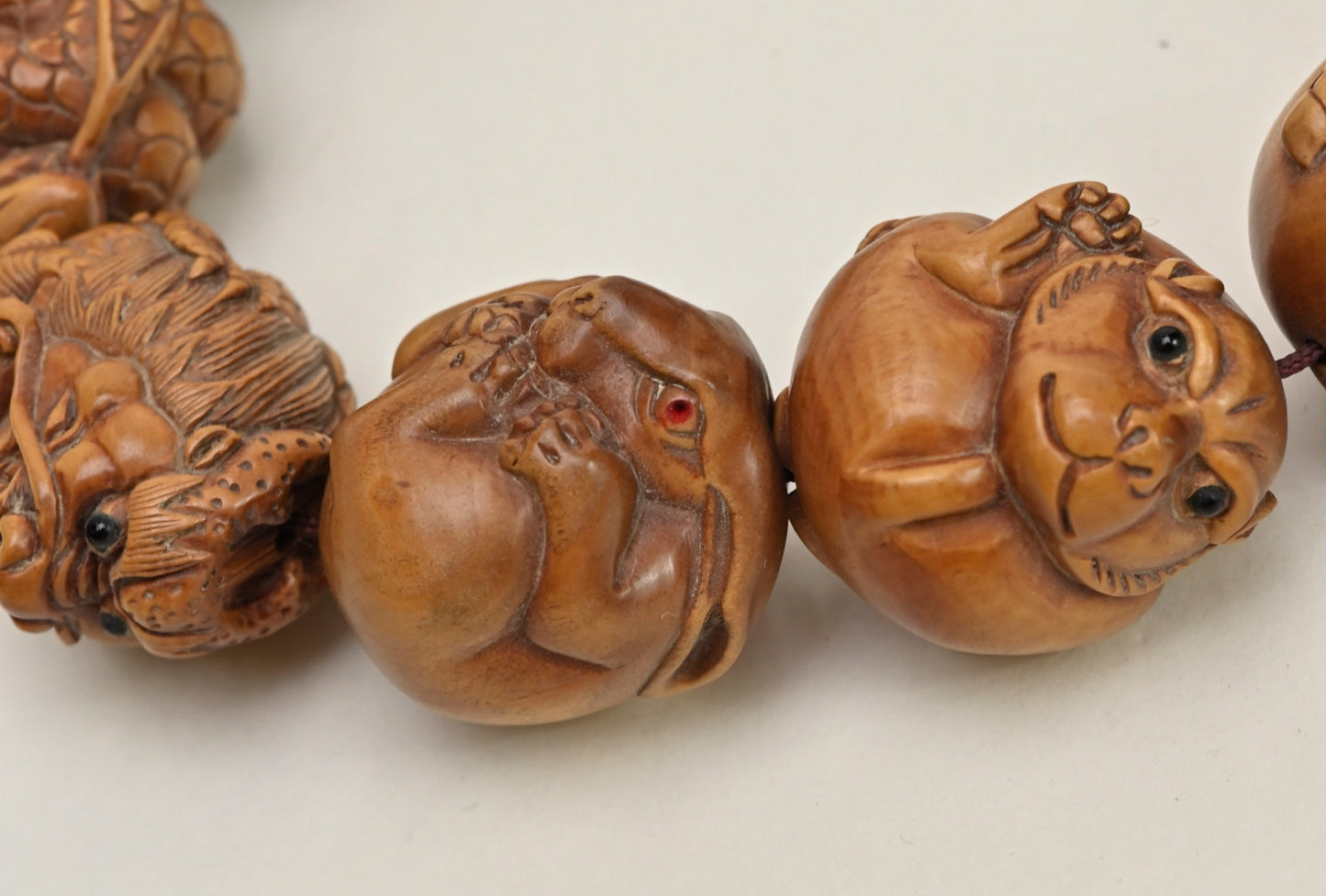 Chinese Zodiac Carved Box Wood Round Beads Set BWH01Z