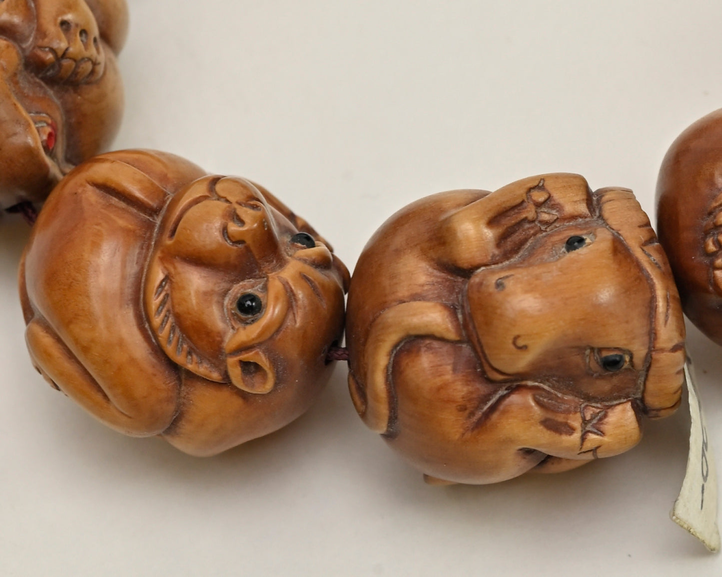 Chinese Zodiac Carved Box Wood Round Beads Set BWH01Z