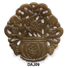 Soo Chow Jade Flower Basket Pendant Bead DAJ09