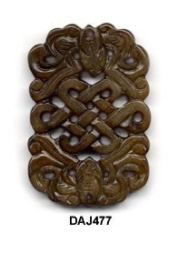 Soo Chow Jade Longevity Knot w/ Bat Pendant Bead DAJ477