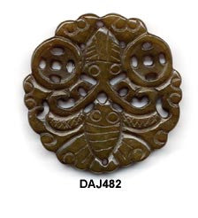 Soo Chow Jade Double Butterfly Round Pendant Bead DAJ482