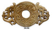 Soo Chow Jade Pi Disc w/ Ears Pendant Bead DAJ58