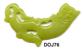 Stone Crescent Olive Jade Dragon Pendant Bead DOJ76