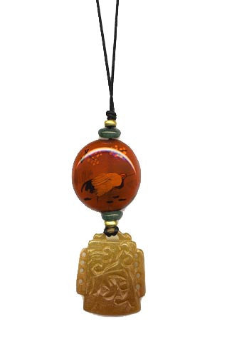 Brown Soo Chow Jade and Glass Pendant