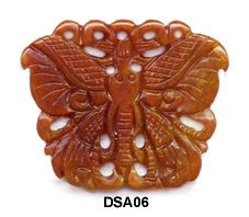 Brown Jade Butterfly Pendant Bead DSA06