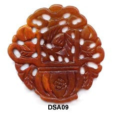 Brown Jade Flower Basket Pendant Bead DSA09