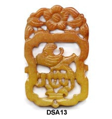 Brown Jade Bird on Perch Pendant Bead DSA13