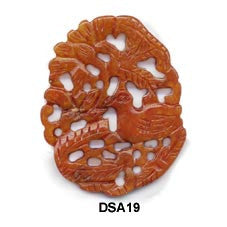 Brown Jade Lotus Duck Pendant Bead DSA19