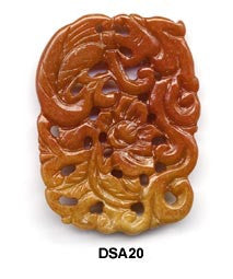 Brown Jade Dragon and Phoenix Pendant Bead DSA20