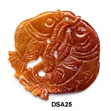 Brown Jade Double Fish Pendant Bead DSA25