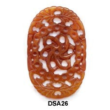 Brown Jade Flower Oval Pendant Bead DSA26