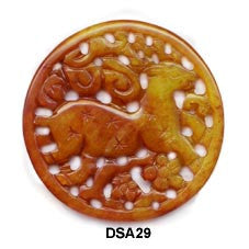Brown Jade Deer Round Pendant Bead DSA27