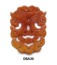 Brown Jade Twin Dragon Pendant Bead DSA30