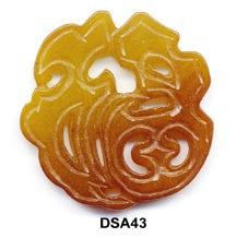 Brown Jade Prosperity Fu Pendant Bead DSA43