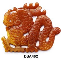 Brown Jade Dragon Pendant Bead DSA462