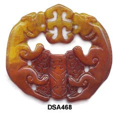 Brown Jade Twin Tiger Pendant Bead DSA468