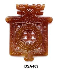 Square Double Dragon w/ Man Soo Chow Jade Pendant Bead - 3 Colors