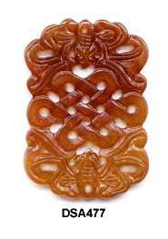 Brown Jade Double Bat Longevity Pendant Bead DSA477