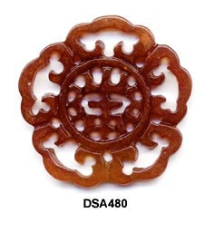 Brown Jade Yu-Yi Longevity Round Pendant Bead DSA480