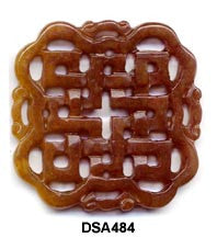 Square Scallop Longevity Knot Soo Chow Jade Pendant Bead - 3 Colors