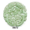 Green Soo Chow Jade Round Bird Pendant Bead DSC12