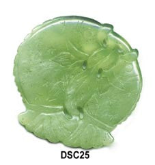 Green Soo Chow Jade Double Fish Pendant Bead DSC25