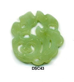 Green Soo Chow Jade Properity Fu Pendant Bead DSC43