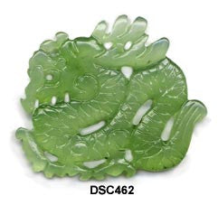 Green Soo Chow Jade Dragon Pendant Bead DSC462