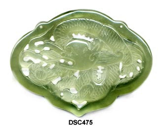 Dragon Lock 2-Hole Soo Chow Jade Pendant Bead - 2 Color