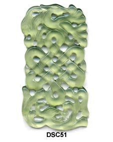 Green Soo Chow Jade Rectangle Eternal Knot Pendant Bead DSC51