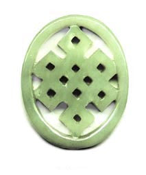 Green Soo Chow Jade Oval Eternal Knot Pendant Bead DSC52