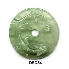 Salamander Pi Disc Soo Chow Jade Pendant Bead - 2 Colors