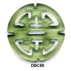 Green Soo Chow Jade Round Longevity Pendant Bead DSC55