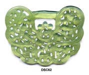 Green Soo Chow Jade Large Butterfly Lock Pendant Bead DSC62