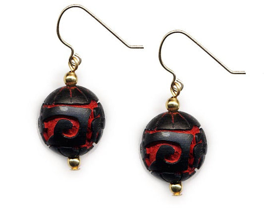 Cinnabar Floral Bead Earrings