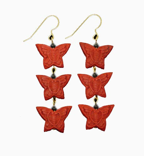 Cinnabar Multi Butterfly Onyx Hook Earrings