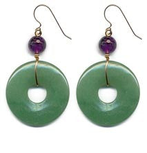 Green Aventurine Pi Disc Earrings