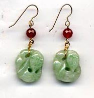 Jade Fish w/ Carnelian Earrings
