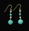 Turquoise Ball Pearl Earrings