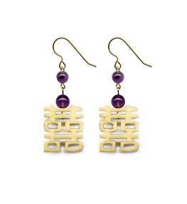 Double Happiness Bone Earrings