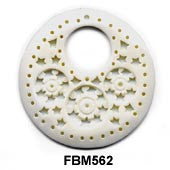 Moghal Disc Floral Holed Bone Pendant Bead FBM562