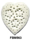 Moghal Heart Floral Bone Pendant Bead FBM563