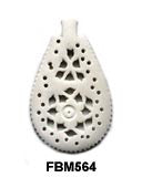 Moghal Teardrop Floral Bone Pendant Bead FBM564