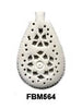 Moghal Teardrop Floral Bone Pendant Bead FBM564