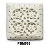 Moghal Square Floral Bone Pendant Bead FBM568